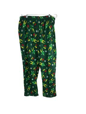 Elf Christmas Pajama Lounge Pants Green X-Large Fleece Polyester Unisex